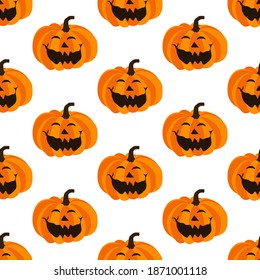 Pumpkin seamless pattern illustration on the white background. Vector illustration
