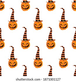 Pumpkin seamless pattern illustration on the white background. Vector illustration