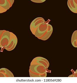 Pumpkin seamless pattern on white background. Colorful vegetable pattern.