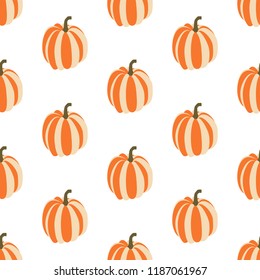 Pumpkin seamless pattern on the white background. Vector illustration