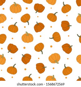 Pumpkin seamless pattern. A squash on white background.