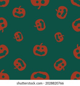 Pumpkin seamless pattern. Thanksgiving or halloween vector background.  Color vegetable print. Colorful scary backdrop with pumpkins. 
