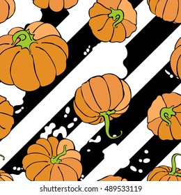 Pumpkin. Seamless vector pattern (background).