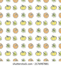 pumpkin seamless vector pattern in doodle style