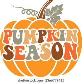 Pumpkin Season Fall Retro Wavy Groovy T-shirt Design