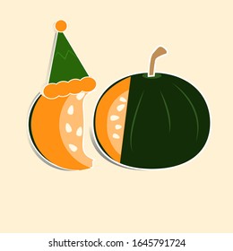 pumpkin seed backgroun green white illustration
