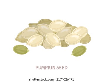 Pumpkin seed pile. Vector simple illustration isolated on white. Icon in flat style.