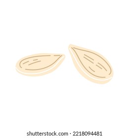 Semilla de calabaza con cáscara blanca aislada caricatura de semilla pelada. Grano de glotona vectorial, postre alimenticio de dieta natural, semilla de escuadrón alimenticio comestible