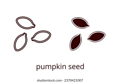 Pumpkin seeds icon, line editable stroke and silhouette