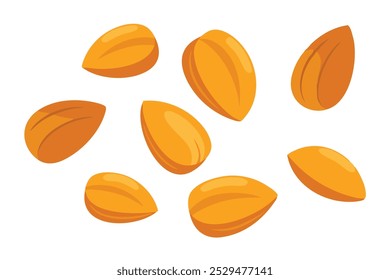 Pumpkin seeds set isolated flat vector illustration white background