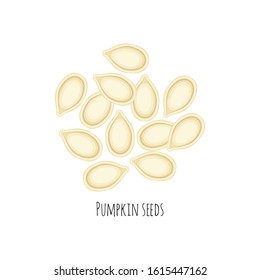 Pumpkin seeds vector illustration in a flat cartoon style isolated on white background.