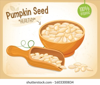 pumpkin seeds vector illustration on brown background