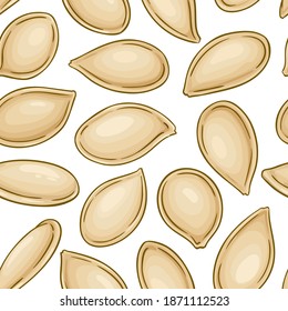 pumpkin seeds vector pattern on color background