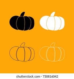 Pumpkin set black and white icon .