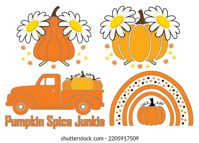 Pumpkin Set Designs Bundle, Autumn and Flower