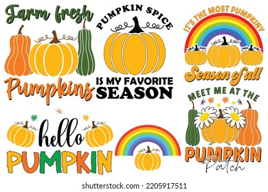 Pumpkin Set Designs Bundle, Autumn and Flower