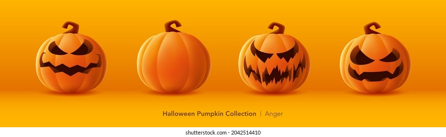 Pumpkin set of Halloween - Anger expression