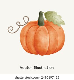 Pumpkin set. Halloween pumpkin. Autumn pumpkin. Pumpkin watercolor. Vector Illustration.