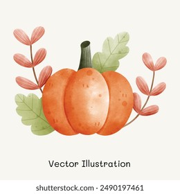 Pumpkin set. Halloween pumpkin. Autumn pumpkin. Pumpkin watercolor. Vector Illustration.