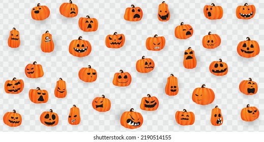 Pumpkin set for Halloween decorations vector illustration for festival