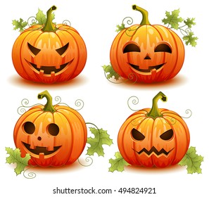 Pumpkin set for Halloween on a white background vector illustration