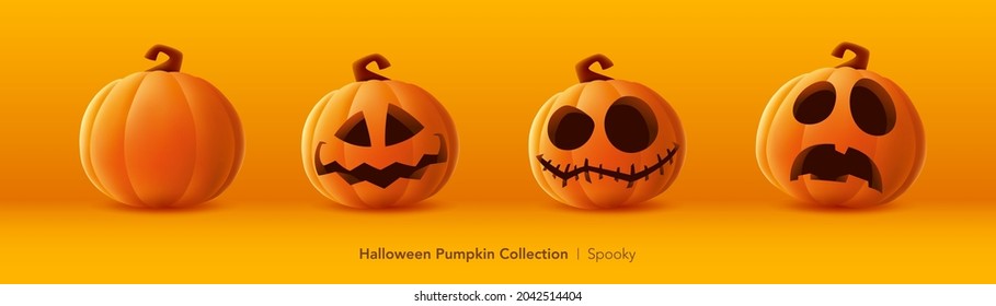 Pumpkin set of Halloween - Spooky expression