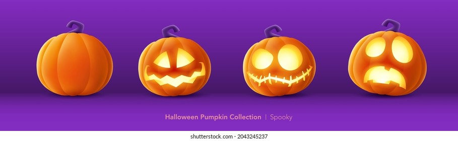 Pumpkin set of Halloween - Spooky expression