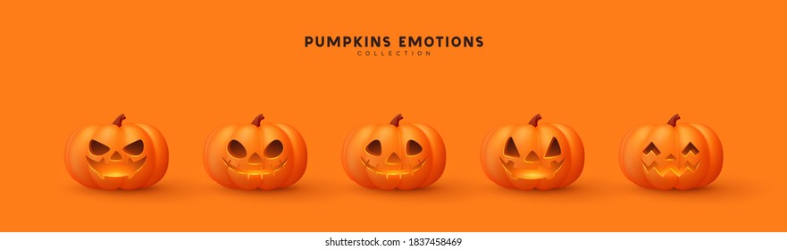 Pumpkin Set of Halloween . Vector illustration