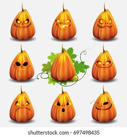Pumpkin set for halloween.Vector illustration.
