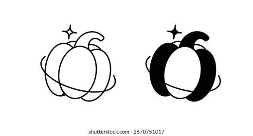 Kürbis-Set-Symbol mit weißem Hintergrund, Vektorgrafik