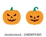 Pumpkin set. Orange pumpkin with smile for your design for the holiday Halloween. Vector illustration. 