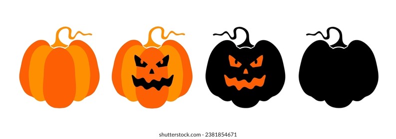 Pumpkin Set. Orange pumpkin with smile for your design for the holiday Halloween.