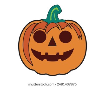 Pumpkin set. Orange pumpkin with smile for your design for the holiday Halloween. Vector illustration.