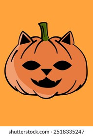 Pumpkin in the shape of a cat for Halloween