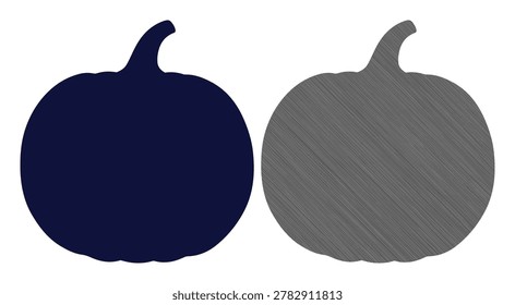 Pumpkin shape, dark blue and textured gray, vector illustration for autumn harvest.