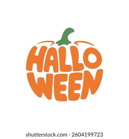  Pumpkin shape inside halloween text word vector design