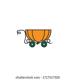 Pumpkin Shape  Shopping Cart Vector Illustration