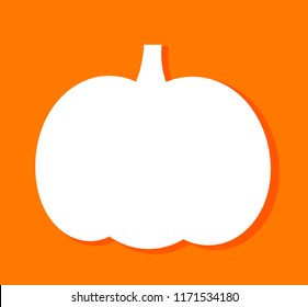 Pumpkin shape white label on orange background. Vector illustration