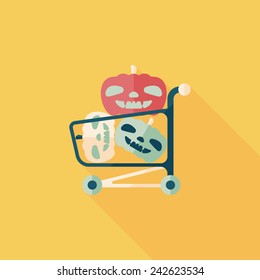 pumpkin shopping flat icon with long shadow,eps10