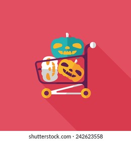 pumpkin shopping flat icon with long shadow,eps10