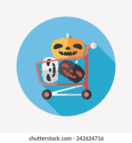 pumpkin shopping flat icon with long shadow,eps10