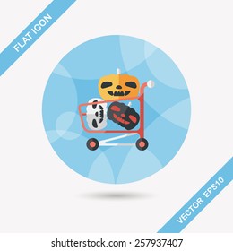 pumpkin shopping flat icon with long shadow,eps10