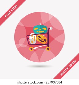 pumpkin shopping flat icon with long shadow,eps10