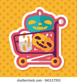 pumpkin shopping flat icon with long shadow,eps10