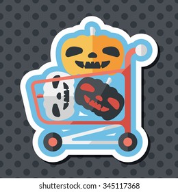 pumpkin shopping flat icon with long shadow,eps10