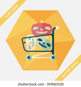 pumpkin shopping flat icon with long shadow,eps10