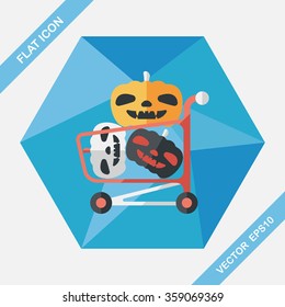 pumpkin shopping flat icon with long shadow,eps10