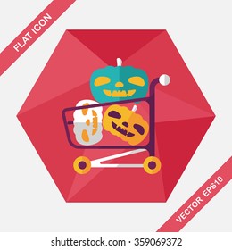 pumpkin shopping flat icon with long shadow,eps10