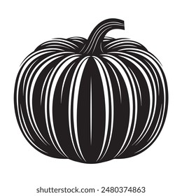 A pumpkin is shown in black and white