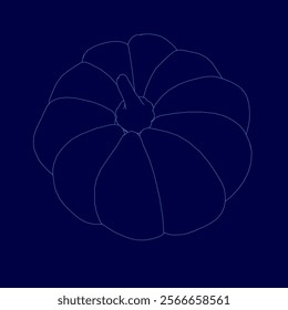 Pumpkin is shown in a blue background. The pumpkin is outlined in black and is the main focus of the image